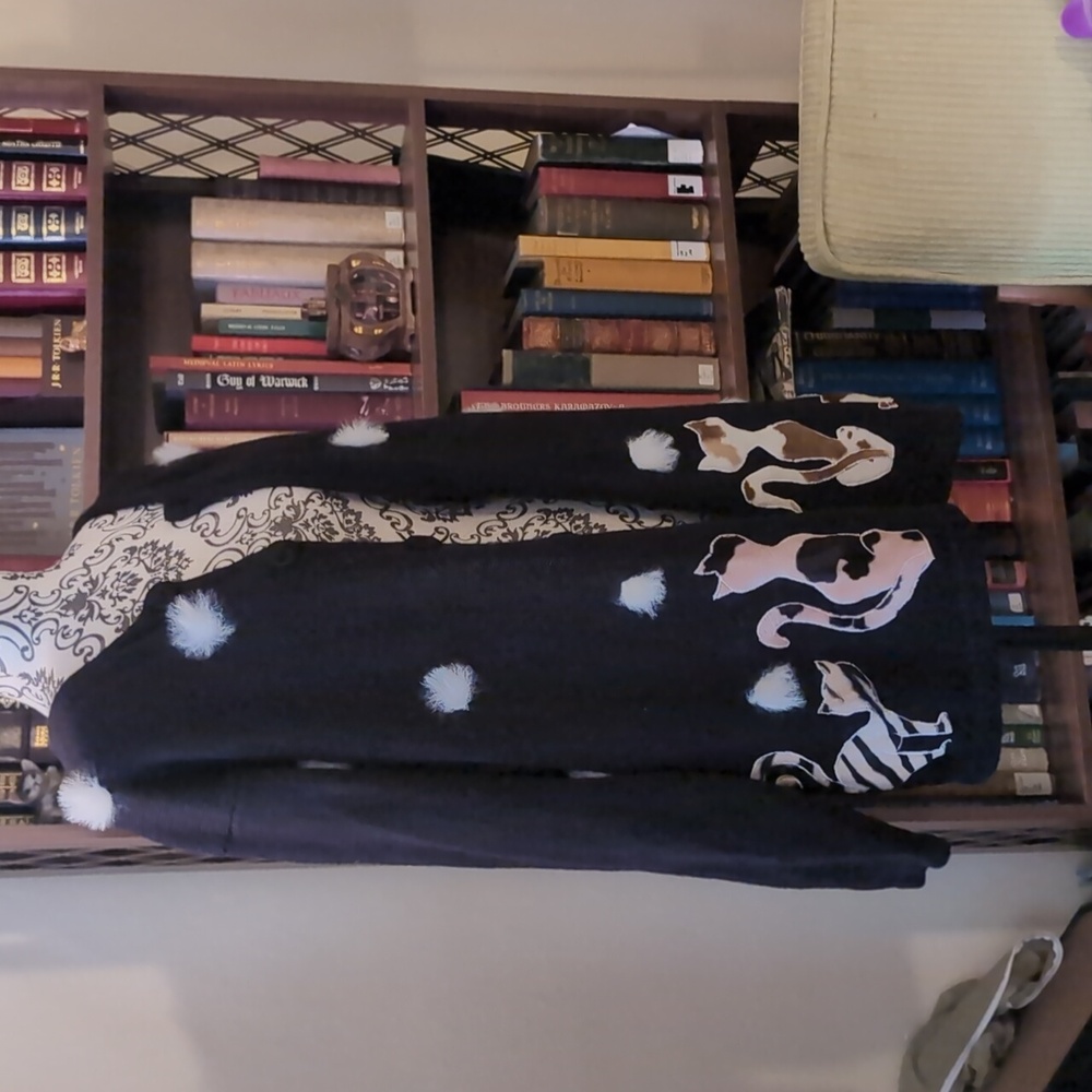 Cat Lady Cardigan With Pom Poms And Furry Kitties Size 1X